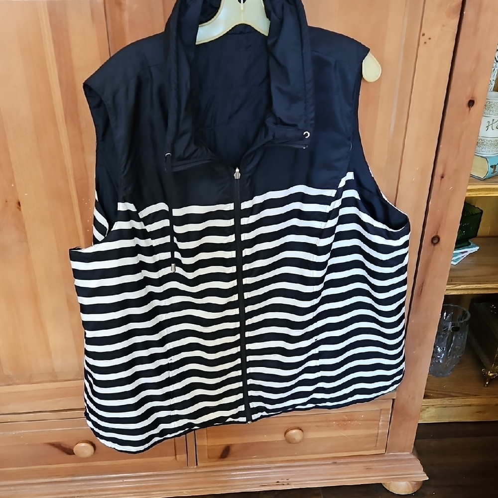 CJ Banks Navy and White Striped Vest